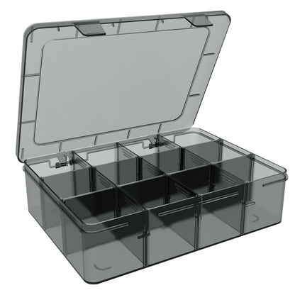 SRNYJAO Plastic Organizer Box, 12 Grids Clear Bead Organizer Compartment Box with Removable Dividers for Tackle box,Parts, Earring Container Tool Fishing Hook Hair Accessories,8.8" L x 6.7" W x 2" H