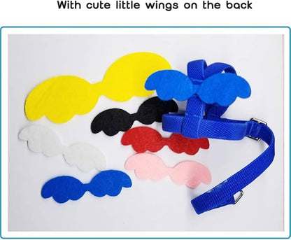 Adjustable Bird Harness with Elastic Leash, Pet Parrot Harness and Leash, Adjustable Training Design Anti-Bite, Bird Nylon Rope with Cute Wing for Conure (Green,L)