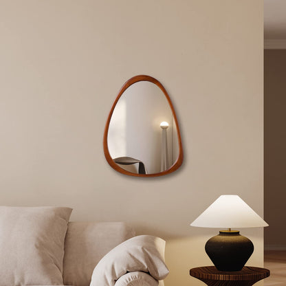 COOL2DAY 28"x 22" Irregular Wood Wall Frame Mirror, Asymmetrical Abstract Decorative Mirror for Living Room, Bedroom, Entryway, Bathroom