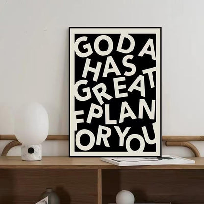 Inspirational wall Art Deco poster painting for office, bedroom, classroom, black and white geometric wall picture， 12X15.5inch, ready to hang wall painting for living room Christian Gifts, gift of christ