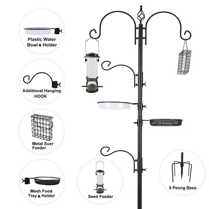 ERYTLLY Bird Feeding Station Kit Bird Feeder Pole Wild Bird Feeder Hanging Kit Planter Hanger Multi Feeder Hanging with Metal Suet Feeder Bird Bath for Attracting Wild Birds