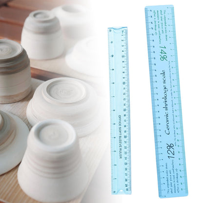 Nishiyuenyi Ceramic Shrinkage Scale Ruler, Ceramic Measuring Ruler, with Standard Ruler, for Pottery Lovers Clay Sculpture Pottery Tools
