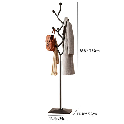 ZEYEXE Tree-shaped coat rack,Coat Tree Freestanding with 8 Hooks and Sturdy Metal Base for Coat Hats Purses,Coat Stand for Entryway,Bedroom