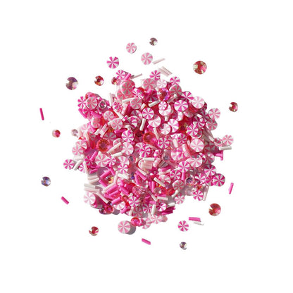 Buttons Galore Valentine’s Day Embellishment Set – 50g of Flat Back Gems, Polymer Clay, Shaped Sequins, Flat Back Pearls & Rhinestones for DIY Crafts, Scrapbooking & Shaker Projects