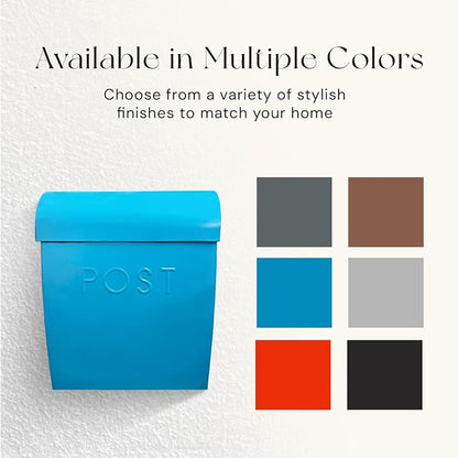 NACH Wall Mount Mailboxes for Outside, 12.75 x 10.75 x 5 inches, Blue Mailboxes for Outside Wall Mount, Waterproof - The Sylvia Mailbox