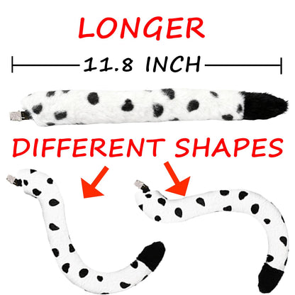 Ahuimeius 2 Set Dalmatian Dog costume Ear Headband, Bow Tie, Tail set, Silicone bracelet,Collar and 144 Pieces Black Adhesive Felt for Halloween DIY Projects Costume