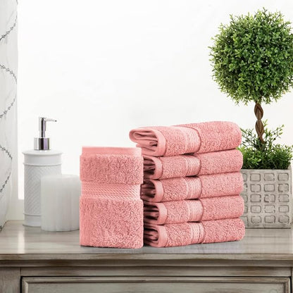 Superior Egyptian Cotton Pile Face Towel/Washcloth Set of 6, Ultra Soft Luxury