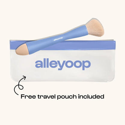 Makeup Brush Set Alleyoop Multi-Tasker 4-in-1 Travel Make Up Brush Set + Blending Sponge Refill Pack – Compact Makeup Brushes for Foundation, Blush, Bronzer, Contour, Eyeshadow, Brows & Liner