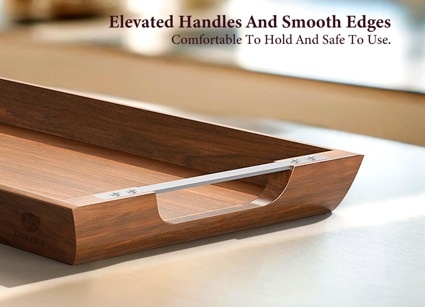 Dofira Large Acacia Wood Serving Tray with Metal Handles - 36" Long Charcuterie Board for Cheese, Meat & Appetizers - Perfect for Kitchen, Entertaining, Gatherings & Home Decor