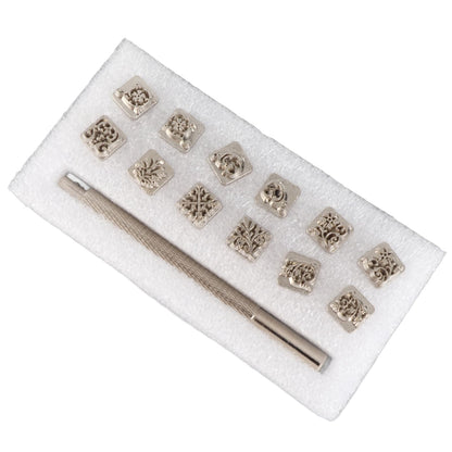 12PCS Leather Stamping Tools, 12 Patterns Zinc Alloy Leather Craft Stamps Punch Set Tool, Flower Design Leather Stamper for Leather Craft DIY Jewelry Marking