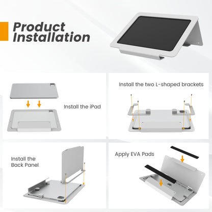 Beelta Tablet Desk Stand, All Metal 30° Ergonomic with Security Cable Lock for Office, POS Counter, Reception - Compatible with iPad 10th(10.9"), Pro 11", Air 4/5, Air 11"(M2/M3/M4), iPad 11"(A16)