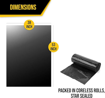 Aluf Plastics 44 Gallon 1.5 MIL Black Heavy Duty Trash Bags