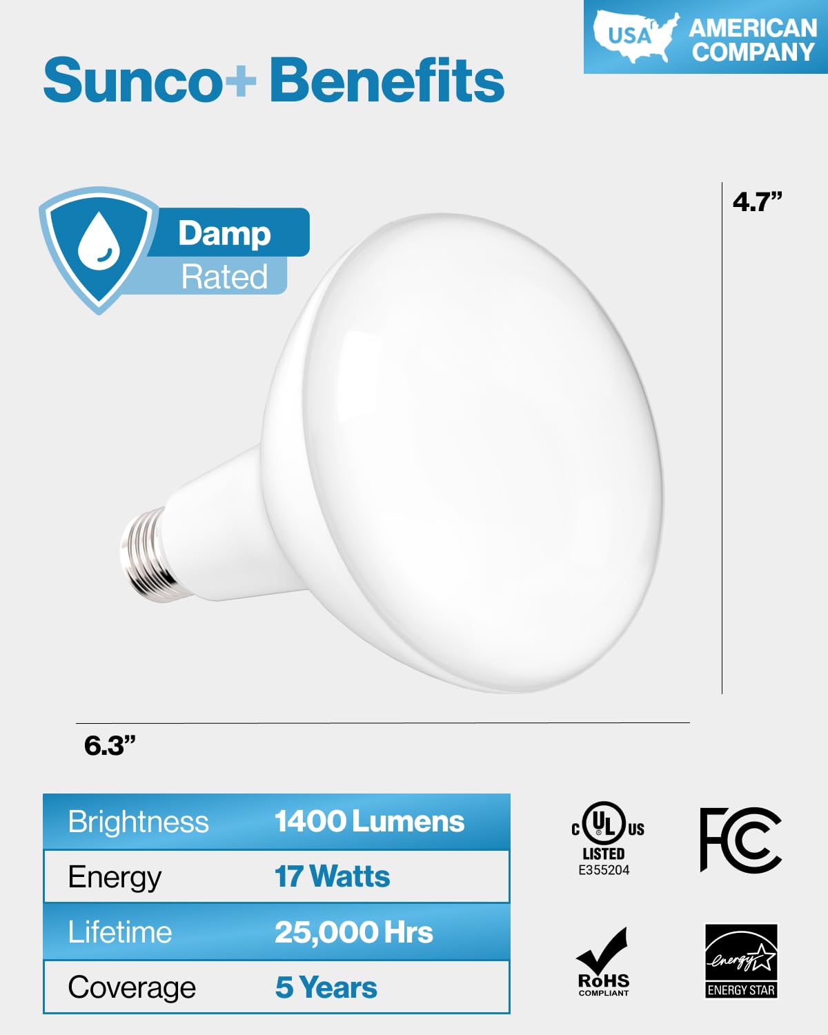 Sunco 8 Pack BR40 LED Light Bulbs, Indoor Flood Lights, Recessed Can Light Bulb, 1400 LM, 17W (100W Equivalent), 5000K Daylight, Dimmable, E26 Base, for Home, Bedroom, Kitchen UL