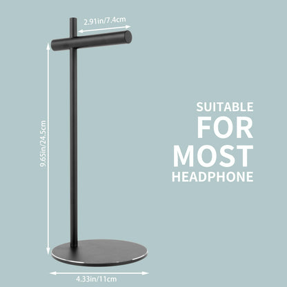 LinNature Aluminum Alloy Headphone Stand for Desk with Non-Slip Base - Universal headset stand Compatible with Over-Ear, On-Ear and Neckband Headphones (Black)