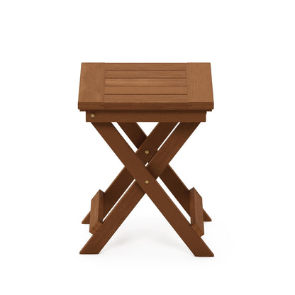 Furinno TIOMAN Folding Outdoor Side Table, Wooden Patio End Table for Garden, Porch, Balcony, Teak Oil, Light Wood