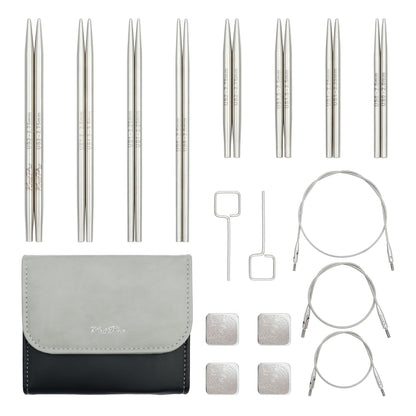 KnitPro Stelo Petite Mini Interchangeable Needle Set 2" (5cm) & 3" (7.5cm) | 4 US Sizes (0 to 2)