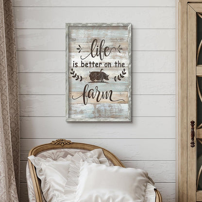 Inspirational Farm Life Wall Art: Framed Motivational Sayings Wooden Prints Positive Rustic Quotes Painting Picture Inspiring Sign Picture Decor for Farmhouse Living Room