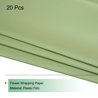 MECCANIXITY Flower Wrapping Paper Waterproof Floral Wrap Pine Green Gift Packaging 22.8 x 22.8 Inch Used for DIY Crafts Bouquet Packaging 20 Pcs