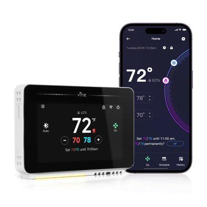 Vine Smart Thermostat for House with Nightlight, 4.3 Inches WiFi Thermostats for Home Compatible with Alexa and Google Assistant, 7day x 8period Programmable, C-Wire Required