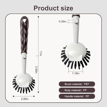 Dish Brush, 2 Pack with Comfortable Handle, with Built-in Scraper, Scrub Brush