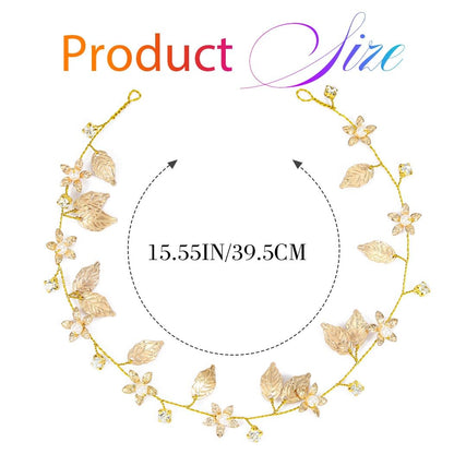 Yean Bride Wedding Hair Vine Headband Gold Leaf Bridal Accessories for Women