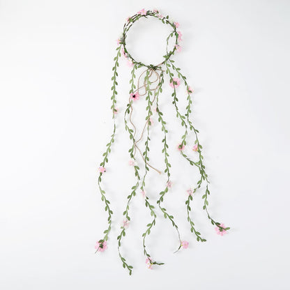 yuruyi Flower Crowns Wands for Wedding，Headband Hair Wreath Accessory Wedding Veil Flower Crown for Women Headpiece Floral Crown for Women with Wicker (Pink, Adjustable)