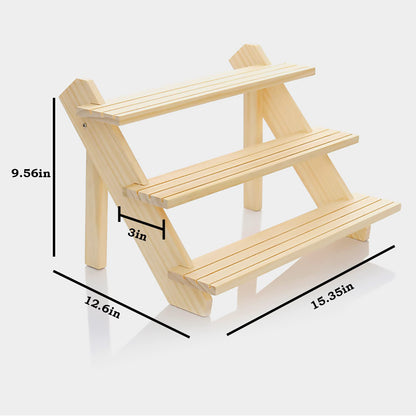 LUBANHAND 3 Steps Display Riser, Earring Display Stands, Showcase Cascading Merchandise Organizer Tray Vendor Display Supplies for Tabletop Shows Solid Wood…