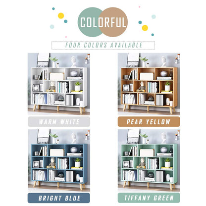 IOTXY Wooden Open Shelf Bookcase - 3-Tier Floor Standing Display Cabinet Rack with Legs, 10 Cubes Bookshelf, Warm White
