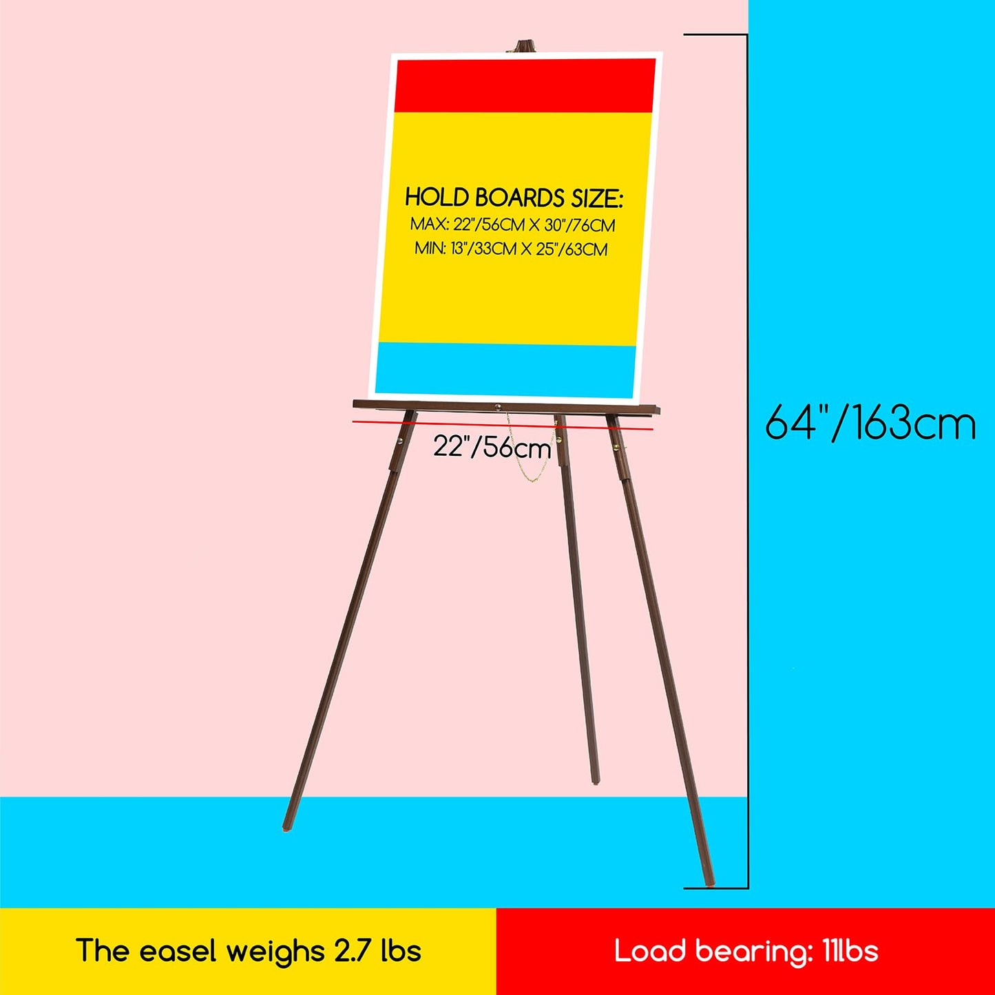 MEEDEN Easel Stand for Wedding Sign: Wood Tripod for Poster Board - Wooden Easel Standing for Display Welcome Picture