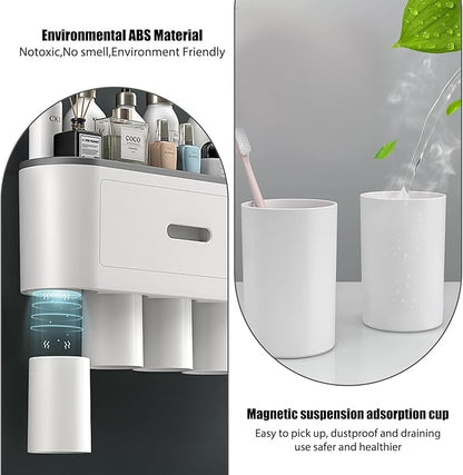 Toothbrush Holders Wall Mounted, Double Automatic Toothpaste Dispensers