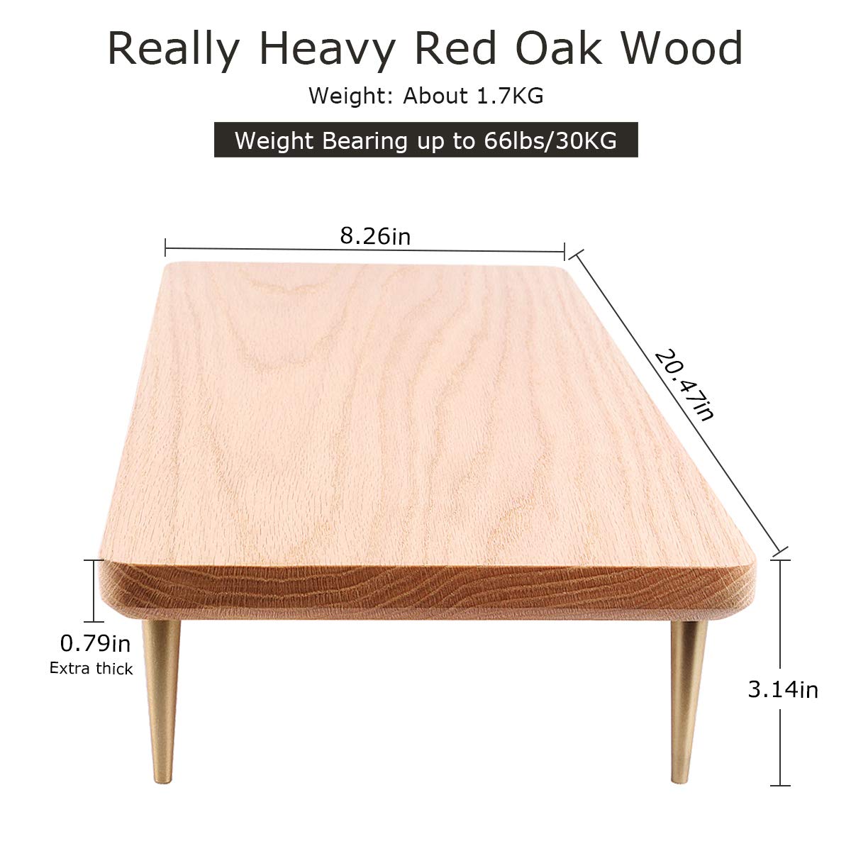CRAFT KITTIES Monitor Stand Wood Riser with 4 USB Ports, Computer Monitor Stand with America Walnut Data Transfer Charging Hub -Compatible with Computer, Mac, PCs, Smartphone, 20.5*8.3in