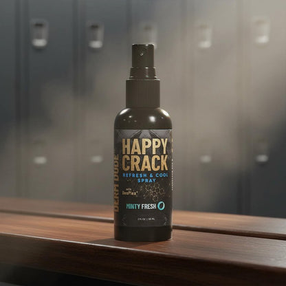 Derm Dude Happy Crack Refresh & Cool Body Spray | Minty Fresh Deodorizing Spray for Body & Skin | Odor Control with Witch Hazel & Natural DeoPlex | Soothing, Cooling & Fast-Drying | 2 oz (1 Pack)