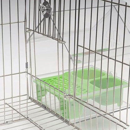 Pull-Out External Parrot Feeder, Hanging Wild Bird Seed with Squirrel Proof Tray, Acrylic Transparent Bird Bath Tub, Easy to Refill and Clean, Food Dispenser for Balcony Garden Fence (White)
