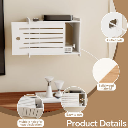 HAIDAIYA Wooden WiFi Router Storage Box Hider Shelf, Decorative Projector Box Hider Rack Countertop, for Cable, Modem, Internet, Router Power Cover Storage Organizer Cabinet Wall Mounted, Solid Wood