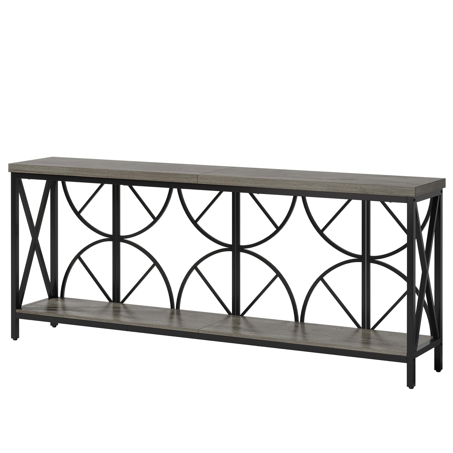 Celaform 70.9-Inch Extra Long Sofa Table, Narrow Console Table Behind Couch with Storage for Entryway, Living Room, Entrance, Hallway, Foyer, Unique Geometric (Grey)
