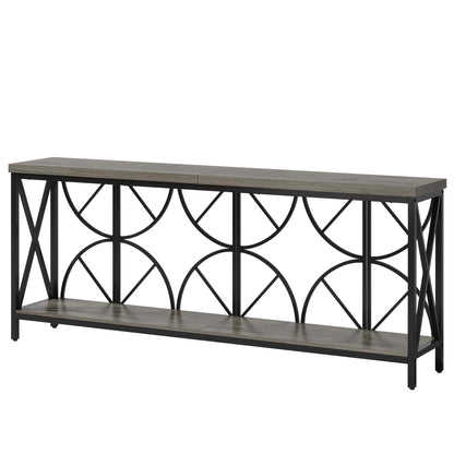 Celaform 70.9-Inch Extra Long Sofa Table, Narrow Console Table Behind Couch with Storage for Entryway, Living Room, Entrance, Hallway, Foyer, Unique Geometric (Grey)