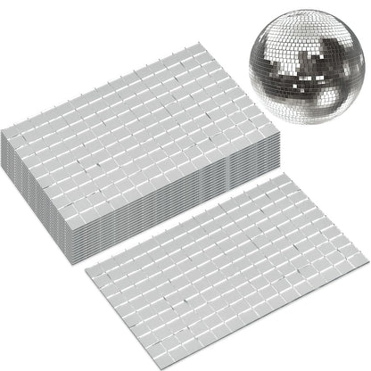 OTYMIOW 2250 PCS Disco Ball Tiles, 10 x 10 MM Self-Adhesive Disco Ball Stickers, Mosaic Mirror Tiles