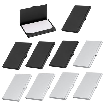PATIKIL Business Card Holder, 10Pcs Aluminum Metal Card Case Professional Pocket Card Holder for Name Card Credit Card, Black Silver