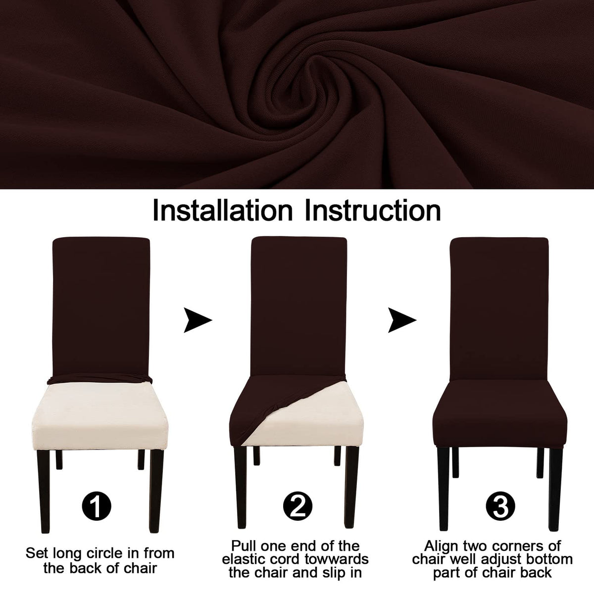 Keyroal Dining Room Chair Covers Set of 4, Stretch Solid Color Parsons Chair Slipcovers Spandex Removable Washable Kitchen Chair Protector Cover for Dining Room, Hotel, Ceremony(Coffee)
