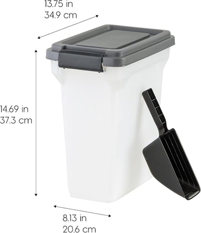 IRIS USA Dog Food Storage Container, Airtight Lid, 2-Cup Scoop, Versatile Pet