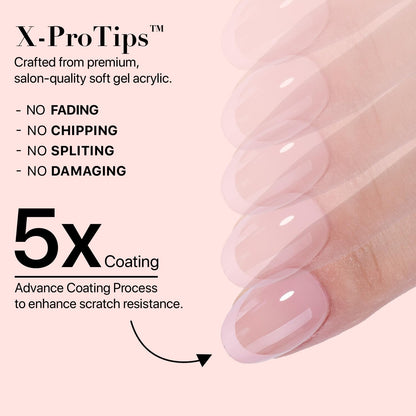 SXC Cosmetics French Tip Press On Nails - Skin Tone Nude and Color Series, Short Coffin X-Pro Tips Starter Kit ST119KIT