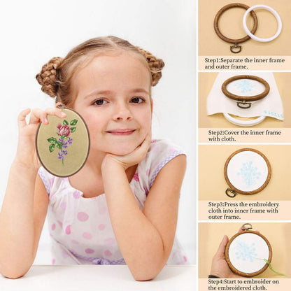 guofa 8'' Round Embroidery Hoops – 5PCS 20CM Imitated Wood Cross Stitch Hoop Frames for Needlepoint, Decorative Embroidery Hoop Display for Crafts