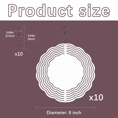 10 PCS Sublimation Wind Spinner Blanks 8 Inch Sublimation Blanks Products Stainless Steel Metal Indoor Outdoor Garden Decoration for Heat Press Transfer Sublimation Blank Wind Spinners