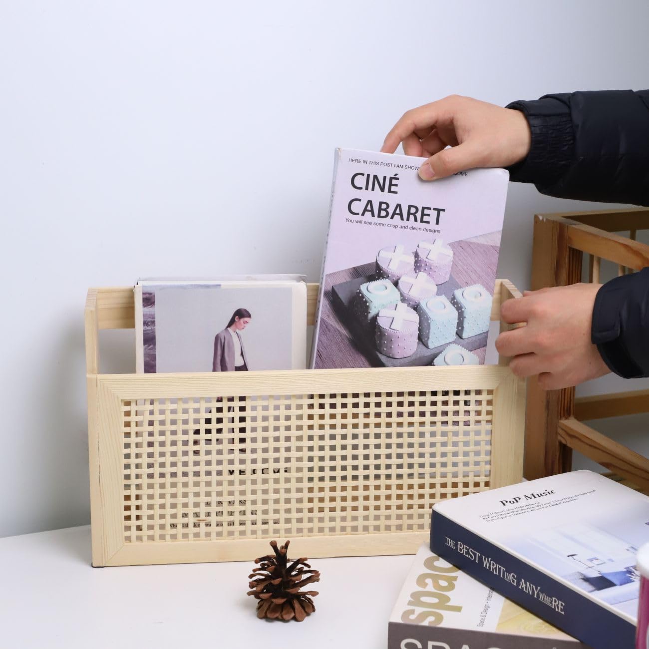 YRLSOTGE Wooden Magazine Rack Wall-Mounted DIY Home Decor Magazine Holder Mail Sorter for Office Entryway Kids’ room and Living Room.