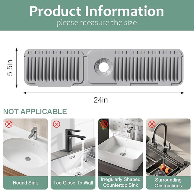 24 Inch Upgraded Draining Mat Folding Faucet Mat