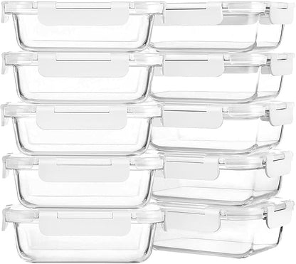 M MCIRCO 10-Pack 22 Oz Glass Meal Prep Containers