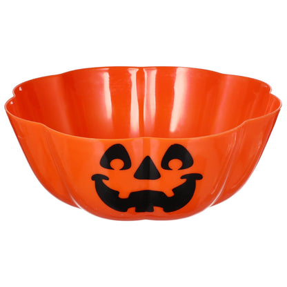 Hemoton Halloween Fruit Salad Bowl 11.6 Inch Pumpkin Shape Orange Plastic Candy Serving Dish Multi-Use Plate for Party Snacks Festive Holiday Decor