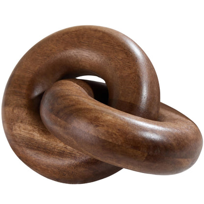 THORNIA Acacia Wood Chain Link Shelf Decor - Rustic Modern Farmhouse Objects for Bookshelf, Coffee Table, or Console, Natural Boho Knot Decoration for Living Room Bedroom Home Accents