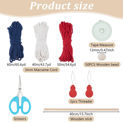 ORIGACH Macrame Independence Day Wall Hanging Kit American Flag Patriotic Decor Macrame Kit for Beginners Adults with Step by Step Tutorial Instruction Fourth of July Ornaments