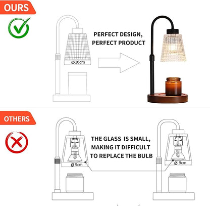 MEIXISUE Black Candle Warmer Lamp WithTimer and Dimmer,Fragrance Electric Wax Melt Warmer with 2 Bulbs,Scented Jar Lamp,Mother's Day/Birthday/Gifts Christmas for Mom/Wife,Home Decor,Adjustable Height